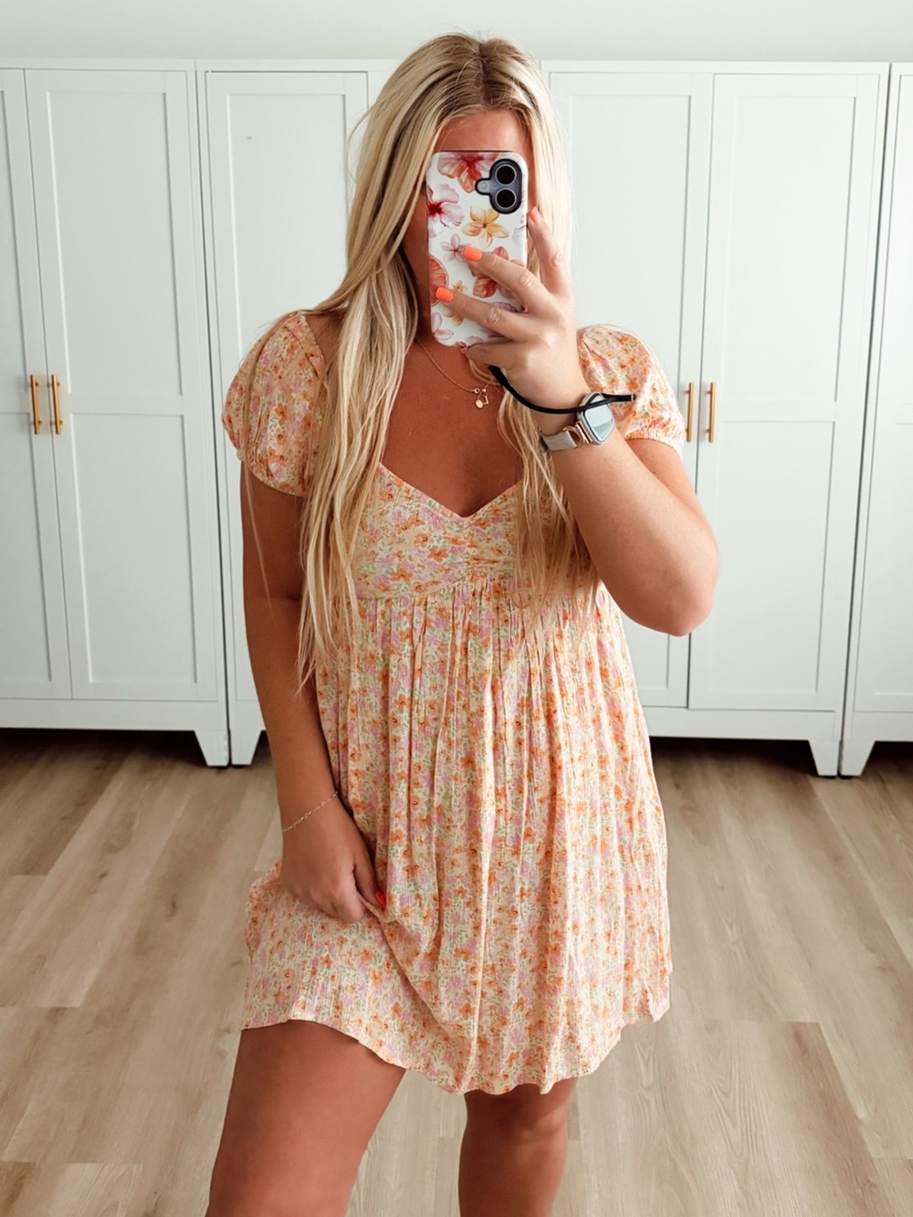 🆕 NWT Billabong orange floral short sleeve dress